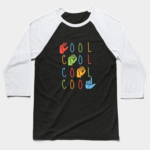 ASL Cool- American Sign Language Alphabet Baseball T-Shirt by Sweet Sign Language